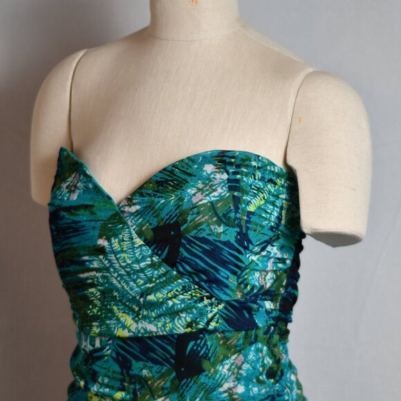 NWT - DOTS Tropical Strapless summer stretchy sundress Turquoise, Size 1X - Picture 1 of 5